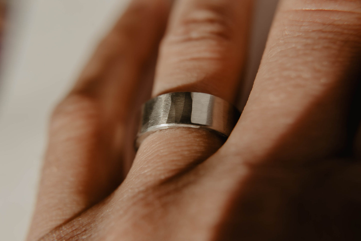 Hammered Tungsten Wedding Band