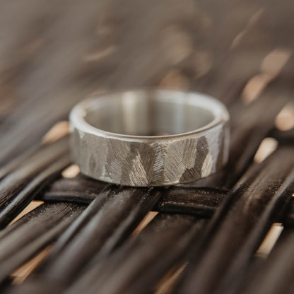 Distressed Silver Wedding Band, Forged Rustic Wedding Ring, Handmade Wedding Ring, Unique Wedding Band, Boho Wedding Band