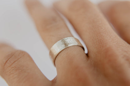 Brushed Mens Silver Wedding Band, Forged Rustic Wedding Ring, Sterling Silver Jewelry, Unique Wedding Band, Boho Wedding Band