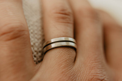 Dual Silver Wedding Band w/ Zirconium Interior
