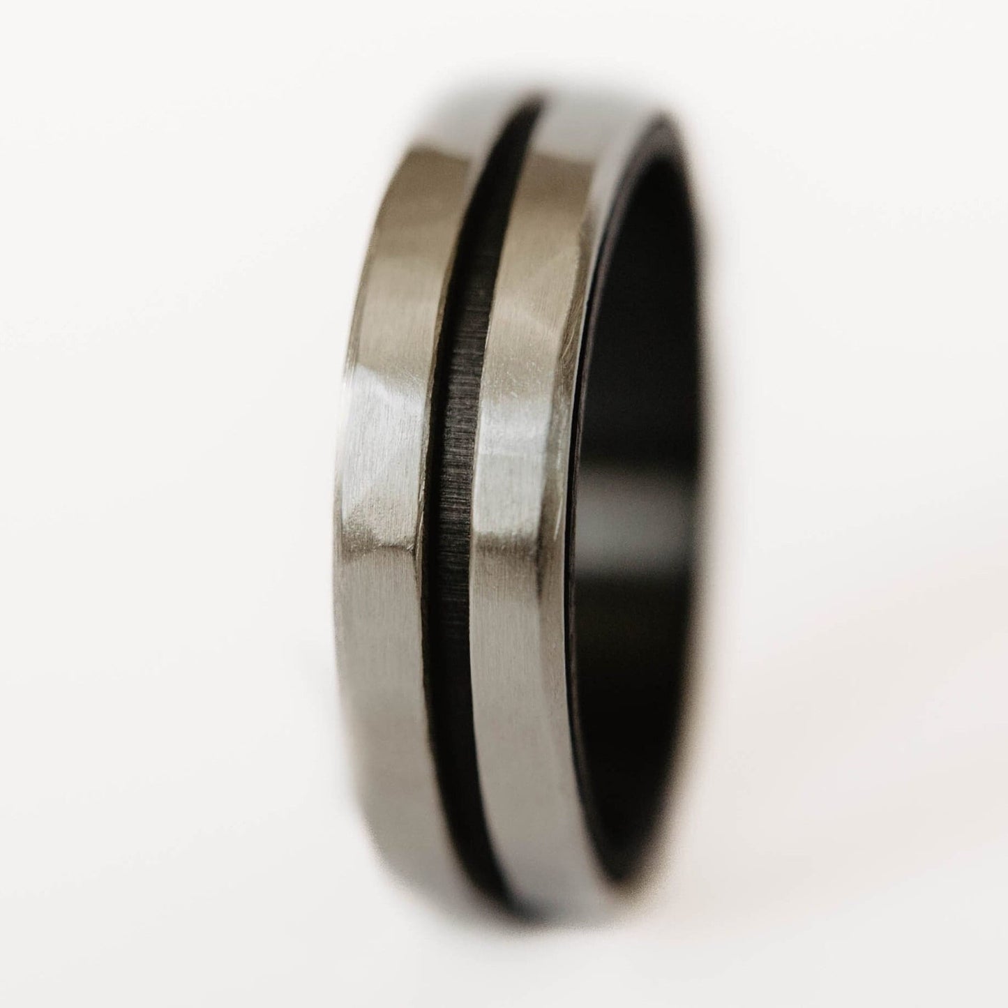 Dual Silver Wedding Band w/ Zirconium Interior