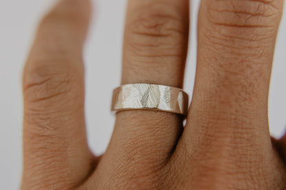 Distressed Silver Wedding Band, Forged Rustic Wedding Ring, Handmade Wedding Ring, Unique Wedding Band, Boho Wedding Band