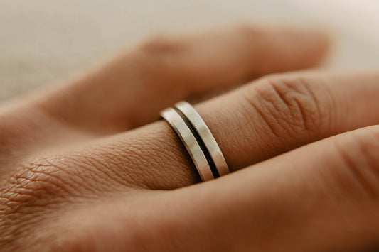 Dual Silver Wedding Band w/ Zirconium Interior