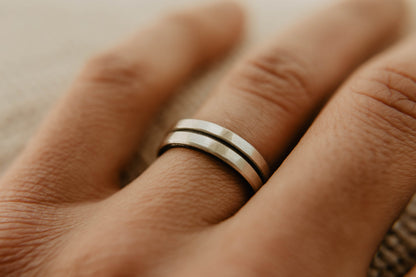 Dual Silver Wedding Band w/ Zirconium Interior