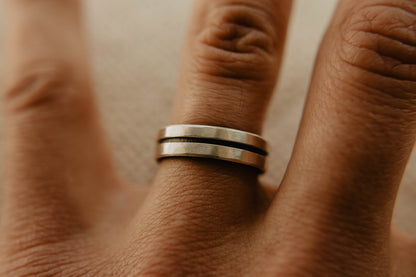 Dual Silver Wedding Band w/ Zirconium Interior