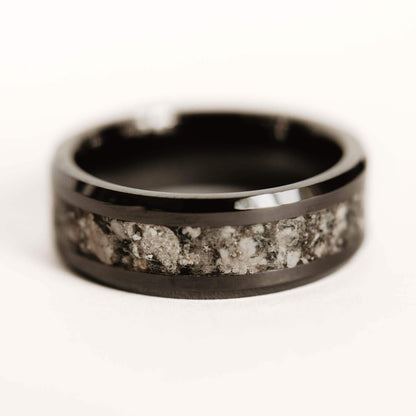 Cremation Ring, Black Ceramic Memorial Band, Customized Resin Jewelry, Family Gift, Cremation Ashes Ring, Cremation Jewelry, Pet Keepsake