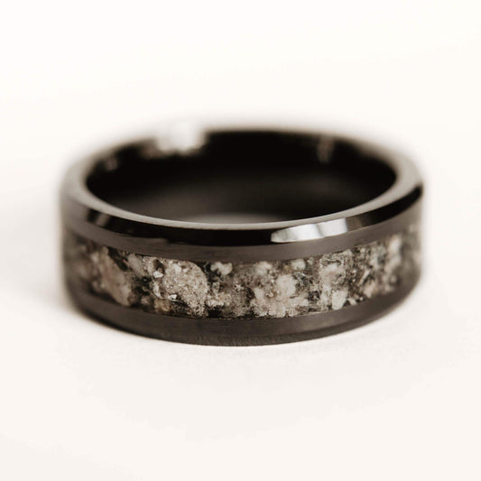 Cremation Ring, Black Ceramic Memorial Band, Customized Resin Jewelry, Family Gift, Cremation Ashes Ring, Cremation Jewelry, Pet Keepsake