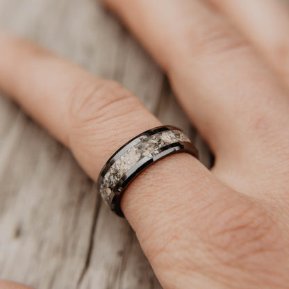 Cremation Ring, Black Ceramic Memorial Band, Customized Resin Jewelry, Family Gift, Cremation Ashes Ring, Cremation Jewelry, Pet Keepsake
