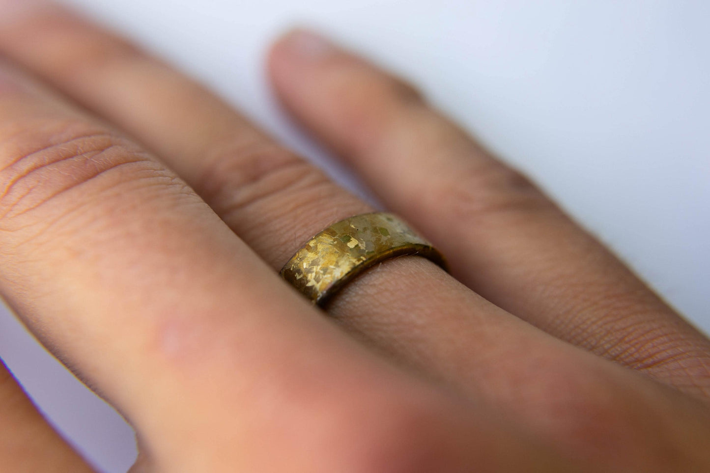 Crystallized Titanium Wedding Band, Flame Anodized Gold Titanium Ring, Mens Wedding Band, Unique Wedding Band, Handmade Wedding Band