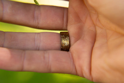 Crystallized Titanium Wedding Band, Flame Anodized Gold Titanium Ring, Mens Wedding Band, Unique Wedding Band, Handmade Wedding Band