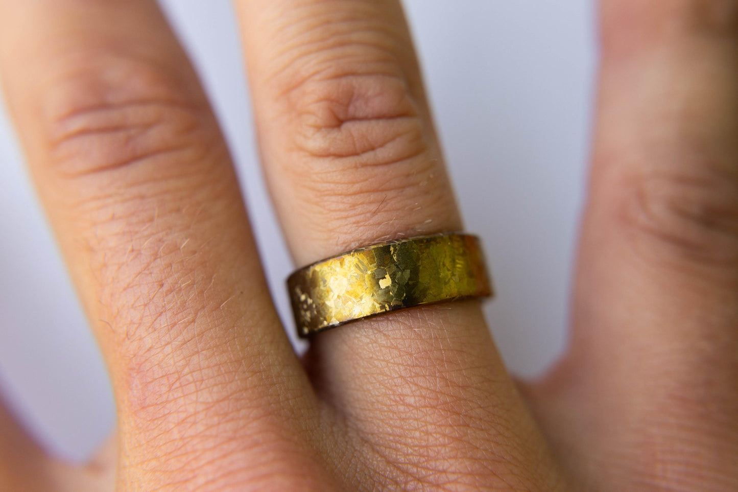 Crystallized Titanium Wedding Band, Flame Anodized Gold Titanium Ring, Mens Wedding Band, Unique Wedding Band, Handmade Wedding Band