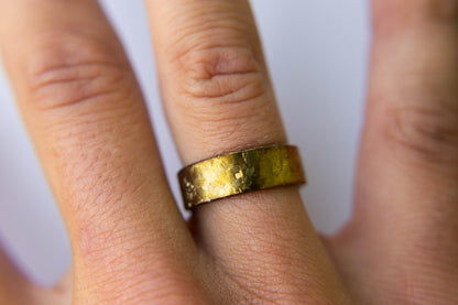 Crystallized Titanium Wedding Band, Flame Anodized Gold Titanium Ring, Mens Wedding Band, Unique Wedding Band, Handmade Wedding Band