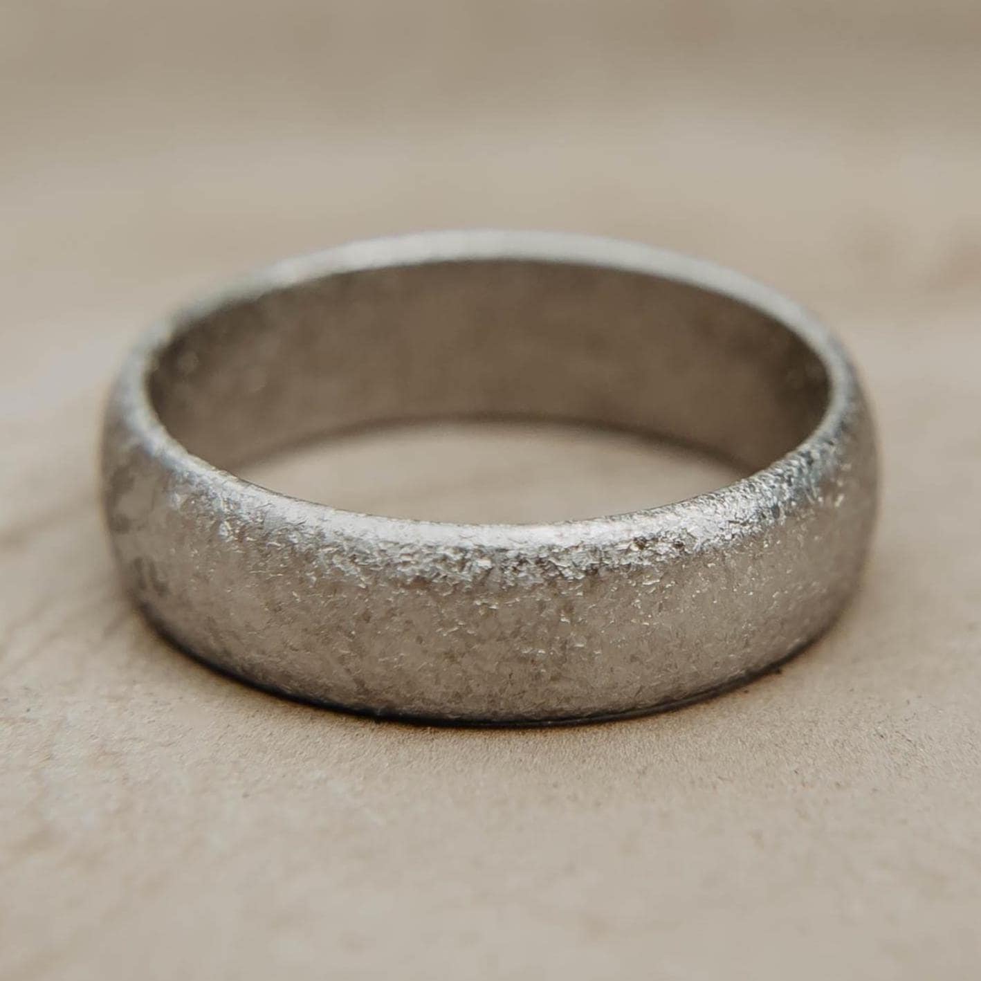 Crystallized Titanium Wedding Band, Domed Titanium Ring, Small Crystals, Mens Wedding Band, Unique Wedding Band, Handmade Wedding Band