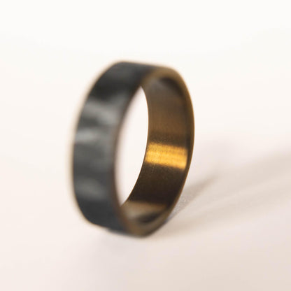 Distressed Black Zirconium Handcrafted Wedding Band, Anodized Bronze Interior, Mens Black Wedding Band, Mens Black Ring, Black and Gold Ring